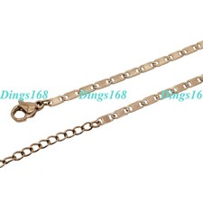 Genuine 18K Rose Gold Filled Tarnish-Free Flat Mariner Link Chain Necklace E090R