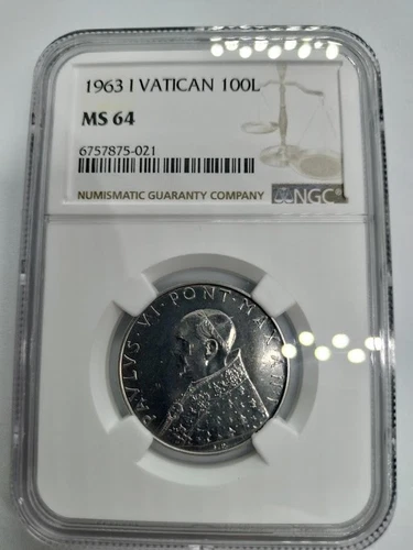 NGC MS64 1963 Vatican City 100 lira / 69