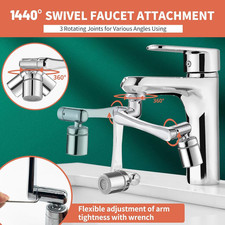 1440  Swivel Faucet Extender   2-Mode Rotating Sink Aerator for Kitchen  Bath