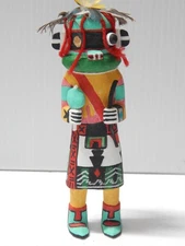 NICE VINTAGE HOPI PUEBLO CRAZY RATTLE INDIAN 6 1/4" t  KACHINA - OLD SML SIZE !