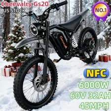 6000W Electric Dirt Bike 60V 32AH E-Mountainbike NFC Adult Fat Mountain Ebike US
