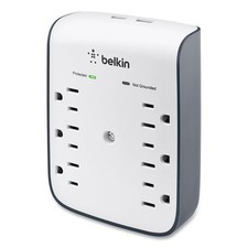 Belkin SurgePlus USB Wall Mount Charger, 6 AC Outlets/2 USB Ports, 900 J