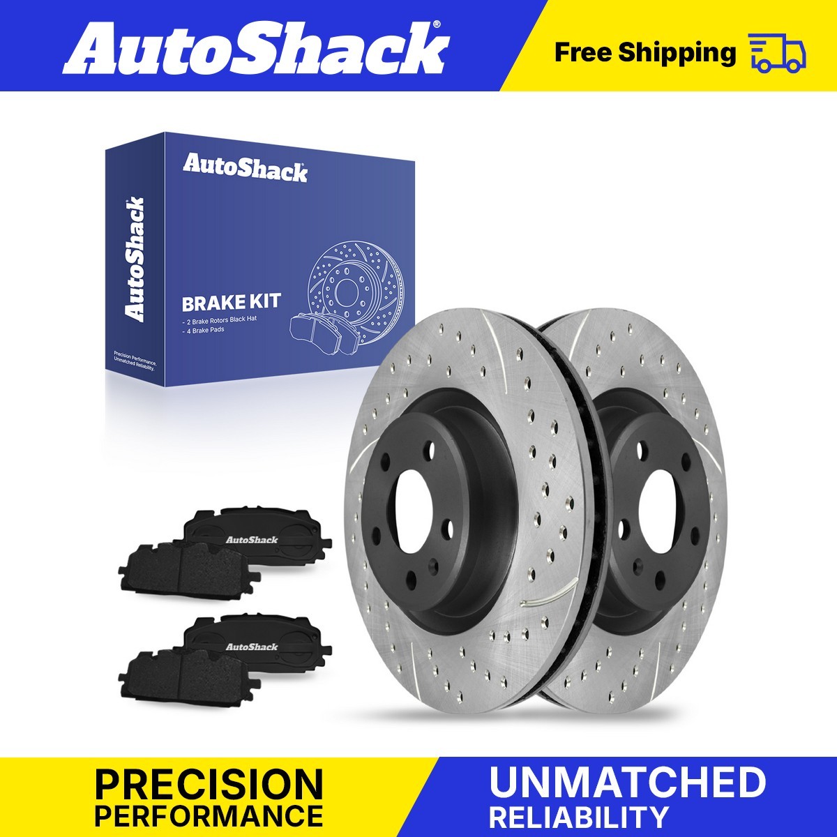 Black Ceramic Brake Pads & Front Drilled Rotors for 2018 Audi Q5