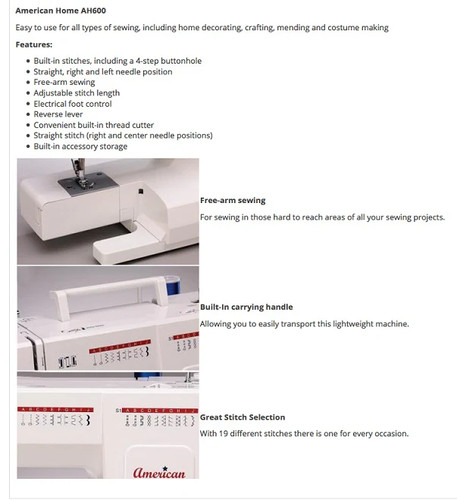 American Home Believe Sewing Machine - Picture 2 of 2