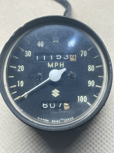 Vintage Suzuki Motorcycle Speedometer Clock Gauge Instrument With Wiring 1972 - Picture 2 of 8