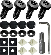 4 Set Black Anti Theft License Plate Screws Rust Proof Stainless Steel Kit Car