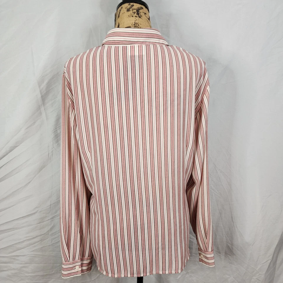 Blusa COVINGTON Talla 20W Roja Rayas Cuello Abotonado Trabajo Oficina Negocios Foto 4 de 4