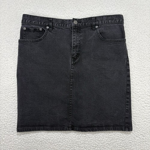Ralph Lauren Jeans Co LRL Denim Minirock gewaschen schwarz Rückenschlitz 33" Taille 12 ?