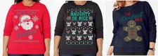 Just My Size Women's Size 5X UGLY Christmas Crew Sweatshirt - Various Designs