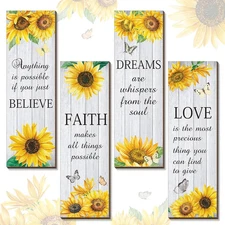 4 Pcs Sunflower Wall Decor Inspirational Sunflower Kitchen Decor and Accessories