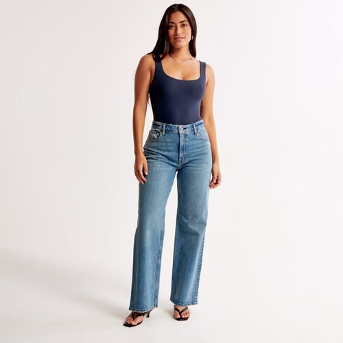 Abercrombie Curve Love 90s Relaxed Jean High Rise Medium Plus Size 37 24 Long - Picture 2 of 12
