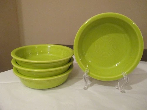 Set 4 HLC Fiesta Ware  7” Soup Salad Cereal Bowl USA Lime Green Chartruese
