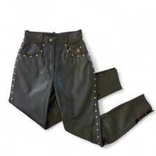 Vintage Harley Davidson Studded Leather Pants 8 / 36 26 Waist Biker Motorcycle