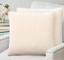 Set of 2 Velvet Throw Pillow Covers 18"x18" Decorative Pillow Cases - Cream