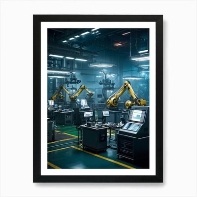 Futuristische Fabrik Interieur Wo ein gerahmtes Wandbild Poster Leinwanddruck Bild