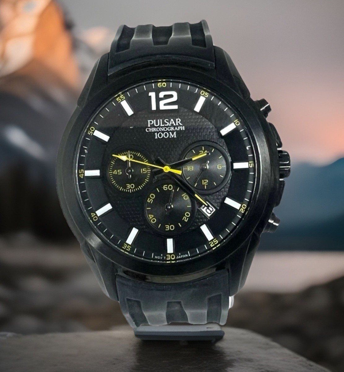 Pulsar by seiko chronograph 100m Black Mens watch VD53-X159 | eBay