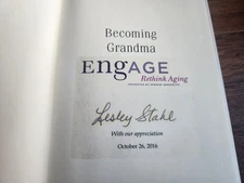 Lesley Stahl SIGNED Becoming Grandma 60 Minutes 2016 Hardcover COA