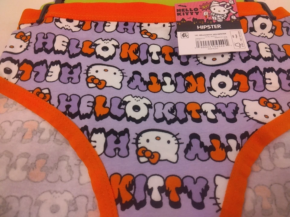 Hello Kitty Paquete de 3 Hipsters de Halloween Lila Multicolor Talla M (8-10) - Nuevo Foto 3 de 4