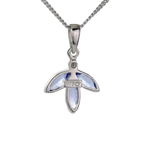 Natural Tanzanite Pendant Sterling Silver Blue Gemstone Diamond Trilogy Handmade - Picture 4 of 9