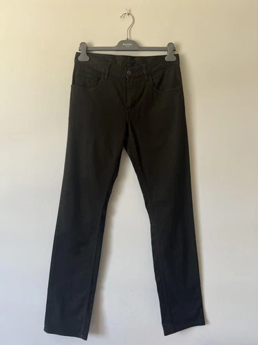 Pantalon droit en jean PRADA marque logo olive foncé #PCCV0O