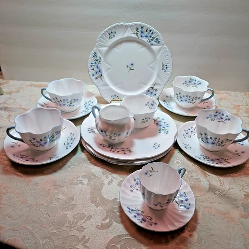Shelley Blue Rock Tea/Coffee Dessert set 16 piece Made in England
