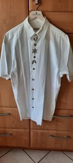Herren Trachtenhemd Gr. M Kurzarm weiß C&A Landhaus Oktoberfest Stickerei
