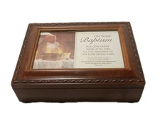 Baptism Musical Photo Wooden Trinket Memory Box