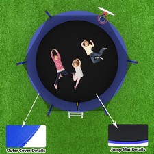 8FT Blue Trampoline Outdoor/Indoor For Kids Adults Safe Fun
