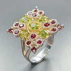 Handmade Natural Peridot Ring 925 Sterling Silver Size 6.5 /R461743