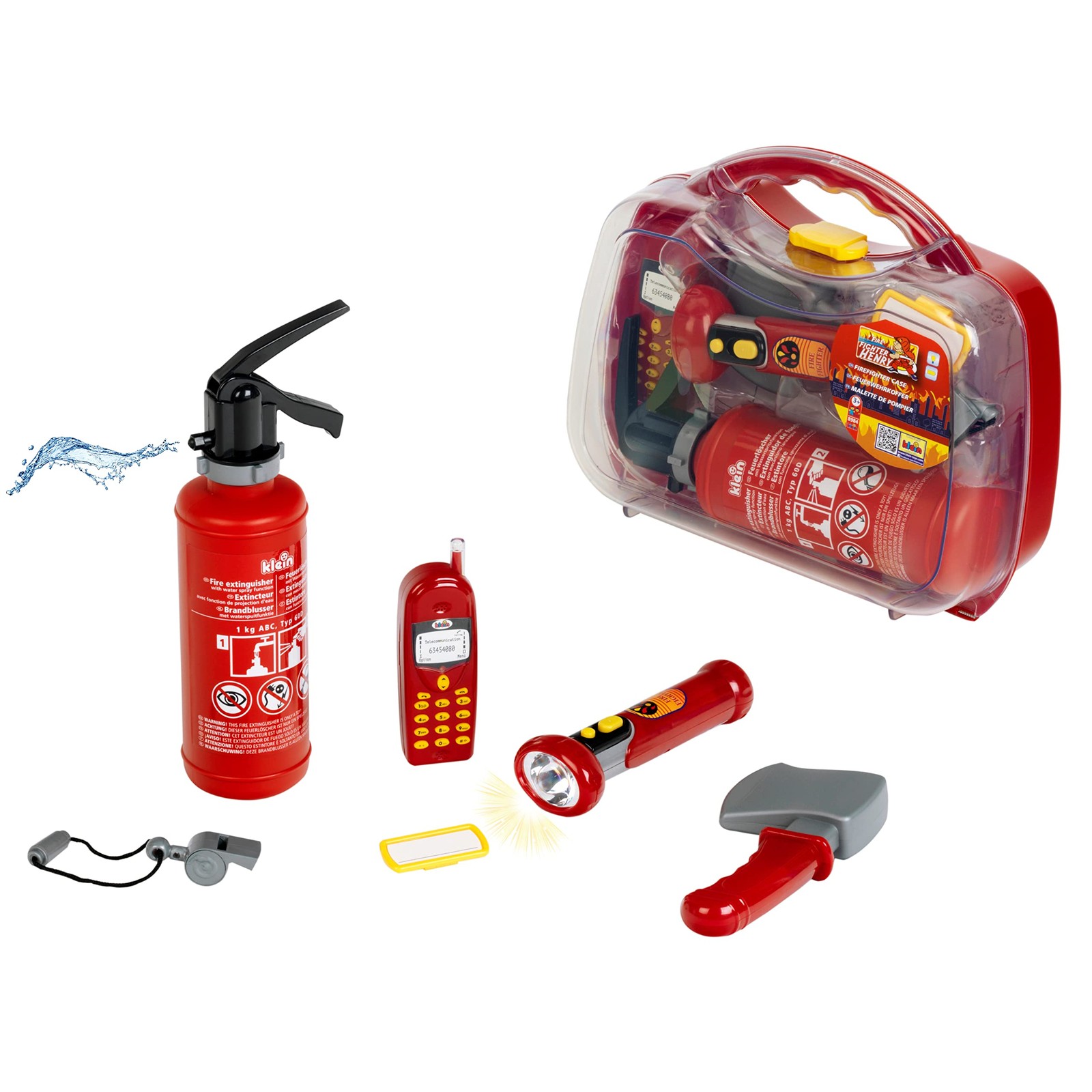 Mallette pompier 8984 avec lampe torche fonctionnelle et nombreux accessoires de jeu