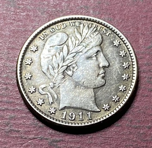 1911-S BARBER QUARTER DOLLAR