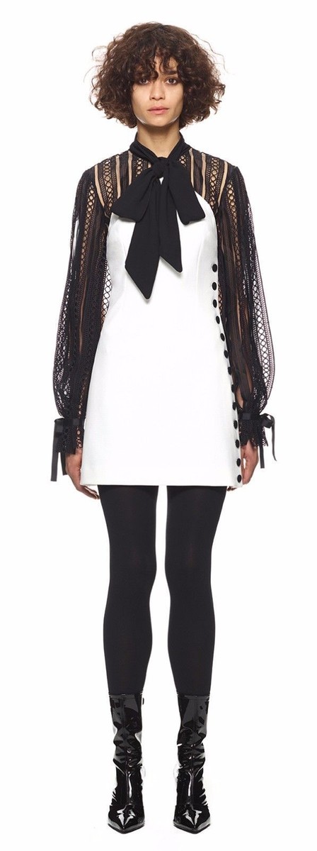 self-portrait RS25091JSBBLK 関税送料込 SELF PORTRAIT MONOCHROME CREPE MINI- DRESS sz US 4/ UK 8 | eBay