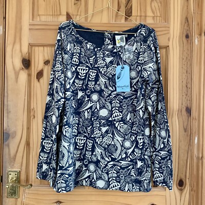 BNWT Size 10 Weird Fish Tupelo Organic Cotton Floral Long Sleeve Tee Ink 