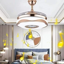 36" Bluetooth Music Player LED 7-Color Dimming Chandelier Invisible Ceiling Fans