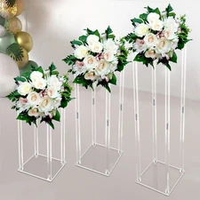3 Pack Flower Rack Vase Stand Prop Acrylic Geometric Column Wedding Party Decor