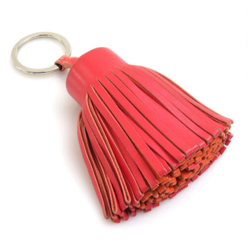 Auth HERMES Carmen Key Ring Holder Pink/Orange/Silver Leather/Metal - e58339i - Picture 1 of 10