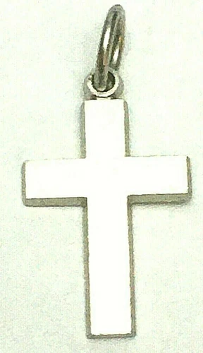 14K WHITE GOLD CROSS CHARM Pendant