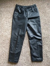 Vtg 1980s Plus Women Sz 30 Black Leather Pants High Waist Glam Rock Party 0149