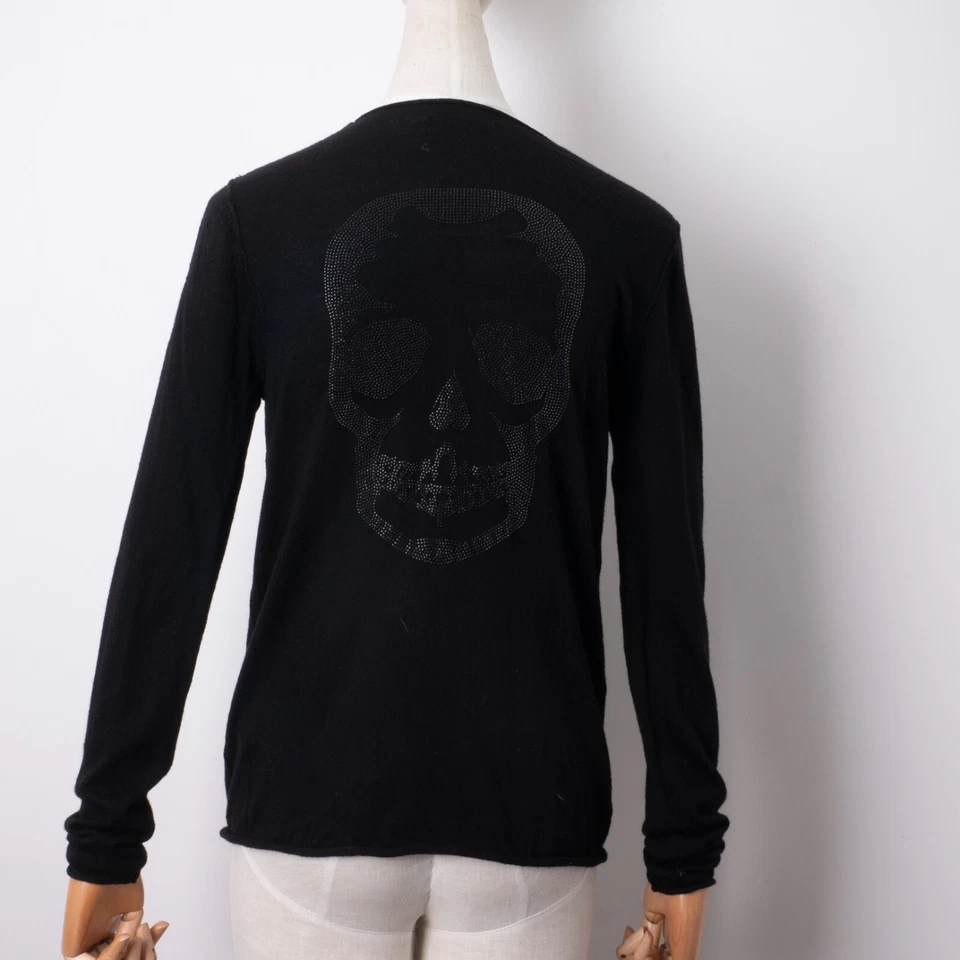 ZADIG & VOLTAIRE Women's 100% Merino wool Big Logo Black V-Neck Slim-Fit Size M - Image 2 of 4