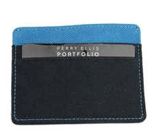 New Mens Perry Ellis Portfolio Canvas Fabric Credit Card ID Case Holder Wallet