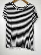 Modcloth Women T Shirt Dress Sz S Dark Blue White Striped Short Sleeve Classic 