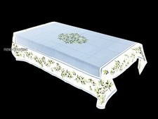 French Provencal Cotton Tablecloth Olives Blue White 59 X 79 Made France