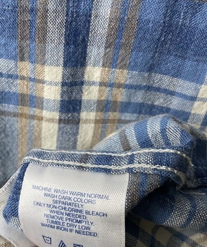 Camisa Lands End para Hombres XLG Azul a Cuadros Algodón Abotonada Suave Exterior - Imagen 5 de 6