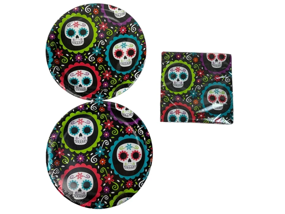 Day of the Dead Disposable Dinner Appetizer Plates Napkins Set 16 Dia De Muertos - Image 3 of 3