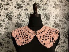 Mid-Century Style Handmade Crochet Collar Scarf Button Closure New