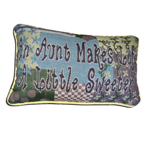 Vintage Needlepoint Decorative Throw Pillow AN AUNT MAKES LIFE A LITTLE SWEETER - Picture 2 of 3