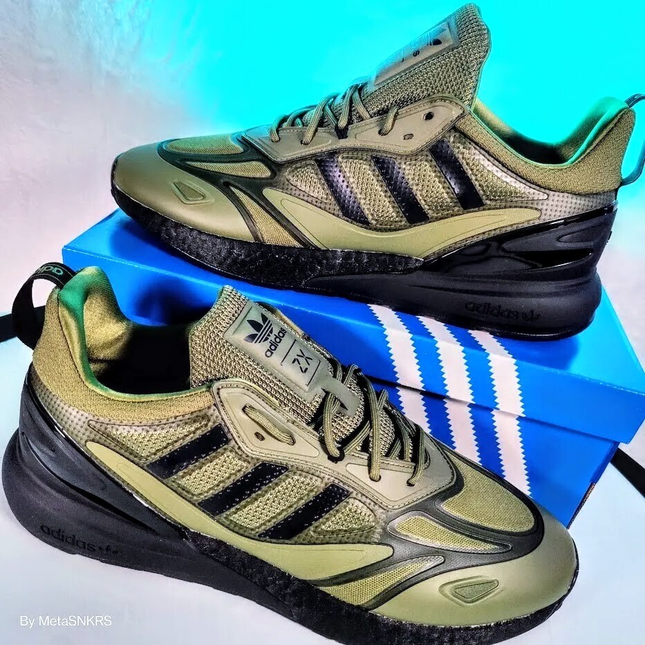 Adidas ZX 2K US 13 Men's Olive Green Black Rare Retro Boost Lifestyle GW0518 New thumbnail 5