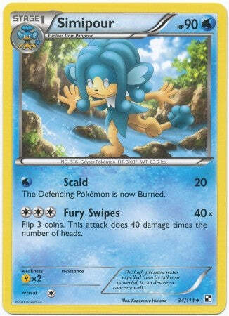 Pokemon Black & White  34/114 Simipour Uncommon Card