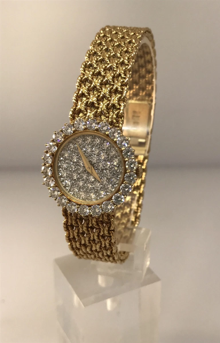 BAUME MERCIER 18 KARAT YELLOW GOLD DIAMOND BEZEL PAVE DIAL