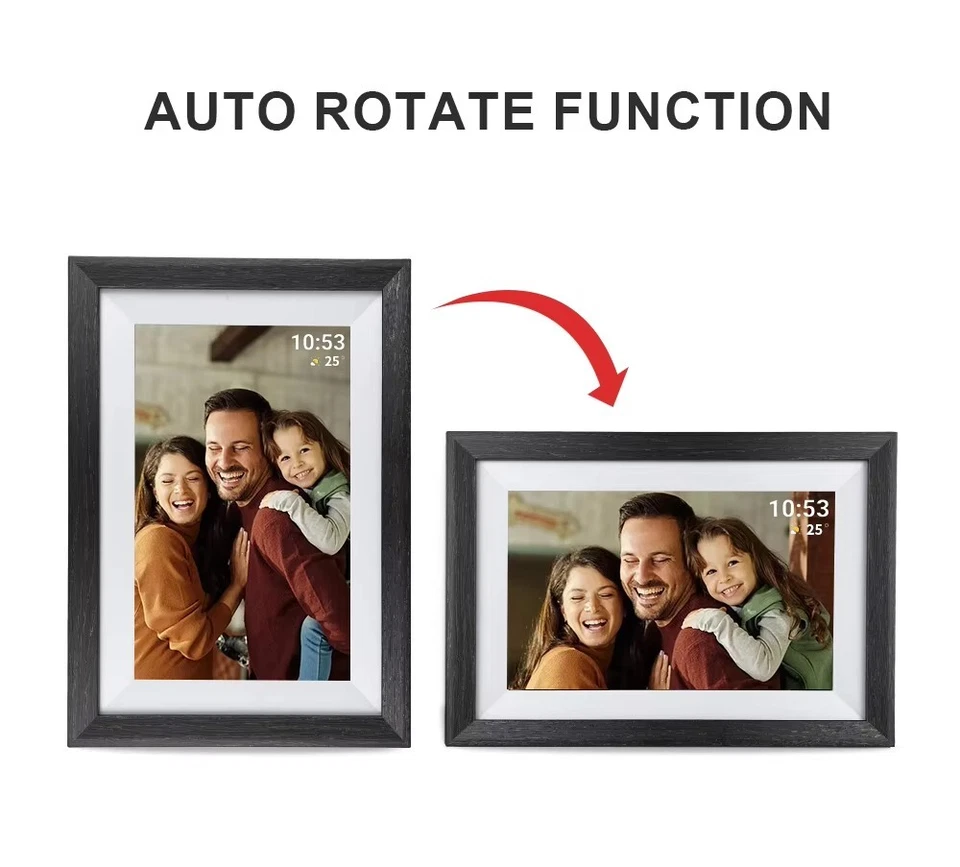 WiFi Black Wood Photo Frame Digital 10.1inch Touch Screen 16GB Christmas Gift - Image 2 of 4